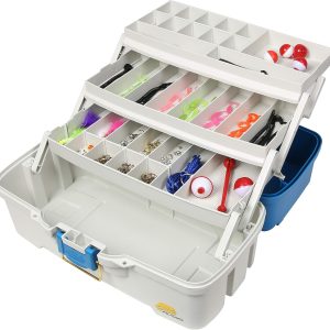Plano Ready-Set-Fish 3-Tray Tackle Box with Tackle, Aqua Blue/Tan, One Size